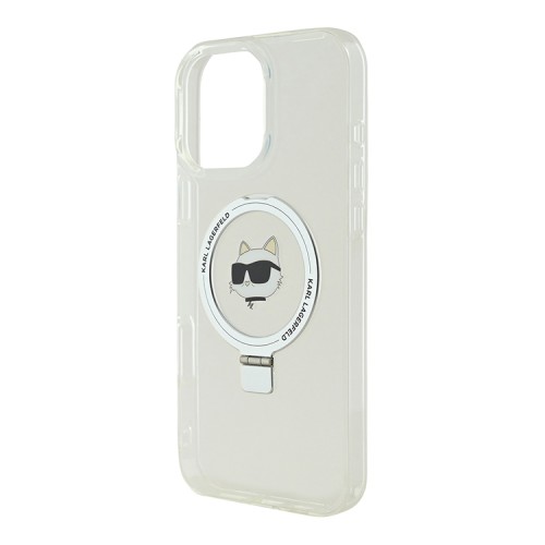 Karl Lagerfeld для iPhone 16 Pro Max чехол PC/TPU + Ring stand NFT Choupette head прозрачный (MagSafe)