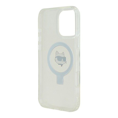 Karl Lagerfeld для iPhone 16 Pro Max чехол PC/TPU + Ring stand NFT Choupette head прозрачный (MagSafe)
