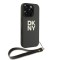 DKNY для iPhone 16 Pro чехол PU Stack metal logo Hard + Hand strap Green