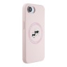 Karl Lagerfeld для iPhone 16e чехол Liquid Silicone NFT Karl & Choupette Heads Hard Pink (MagSafe)