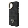 Guess для iPhone 16 чехол PU 4G Triangle metal logo and Camera Stand Hard Black (MagSafe)