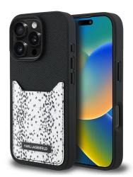 Karl Lagerfeld для iPhone 16 Pro Max чехол Cardslot PU Grained leather Leopard pocket Hard Black