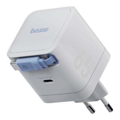 Energea СЗУ Bazic GoPort Retrek 65W, USB-C GaN35W +70cm retractable USB-C cable White