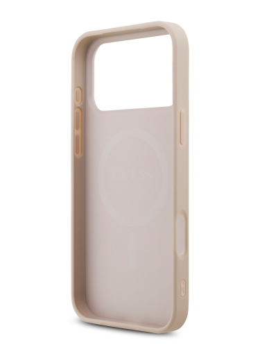 Guess для iPhone 17 Pro Max чехол PU 4G Triangle Diamond metal logo Hard Pink (MagSafe)