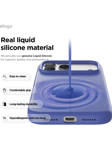 Elago для iPhone 17 Pro чехол Magnetic Silicone Cobalt Blue (MagSafe)