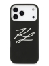 Karl Lagerfeld для iPhone 17 Pro чехол Liquid Silicone Initials Metal Logo & Camera Hard Black