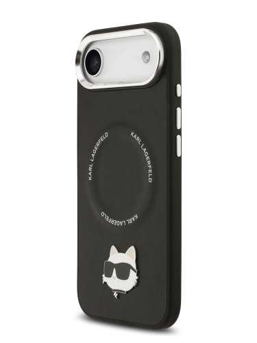 Karl Lagerfeld для iPhone Air чехол PU NFT Choupette head Metal pin & Camera Hard Black (MagSafe)