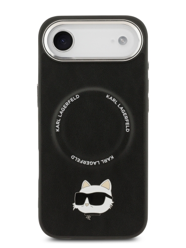 Karl Lagerfeld для iPhone Air чехол PU NFT Choupette head Metal pin & Camera Hard Black (MagSafe)