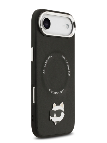 Karl Lagerfeld для iPhone Air чехол PU NFT Choupette head Metal pin & Camera Hard Black (MagSafe)