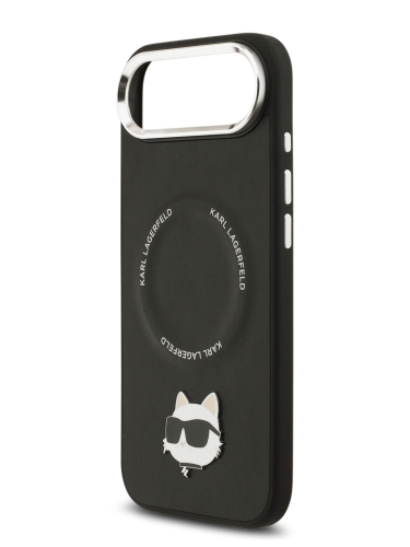 Karl Lagerfeld для iPhone Air чехол PU NFT Choupette head Metal pin & Camera Hard Black (MagSafe)