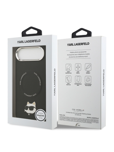 Karl Lagerfeld для iPhone Air чехол PU NFT Choupette head Metal pin & Camera Hard Black (MagSafe)