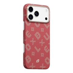 BlueO чехол для iPhone 17 Pro Max, Tactile Woven Air Aramid fiber (Kevlar) Red (MagSafe)