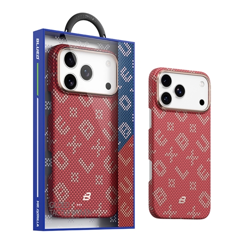 BlueO чехол для iPhone 17 Pro Max, Tactile Woven Air Aramid fiber (Kevlar)  Red (MagSafe)