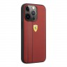 Кожаный чехол Ferrari Debossed with metal logo Hard для iPhone 13 Pro, красный