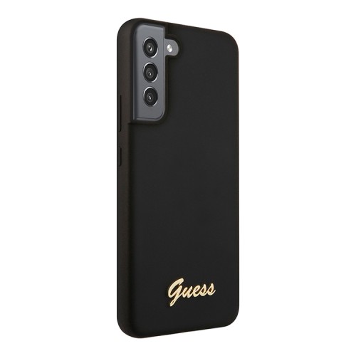 Чехол Guess Liquid Silicone Gold Metal logo для Galaxy S22 Plus, черный
