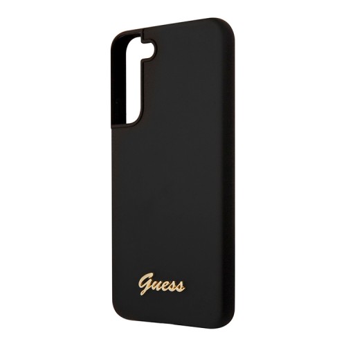 Чехол Guess Liquid Silicone Gold Metal logo для Galaxy S22 Plus, черный