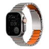 Uniq для Apple Watch 49/46/45/44 mm ремешок Strova Flex Steel Band Titanium Silver/Volt Orange