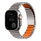 Uniq для Apple Watch 49/46/45/44 mm ремешок Strova Flex Steel Band Titanium Silver/Volt Orange