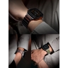 Uniq для Apple Watch 49/46/45/44 mm ремешок Strova Flex Steel Band Titanium Silver/Volt Orange
