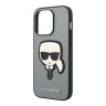 Чехол Lagerfeld PU Saffiano Karl head Patch Hard для iPhone 14 Pro Max, серебристый