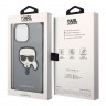 Чехол Lagerfeld PU Saffiano Karl head Patch Hard для iPhone 14 Pro Max, серебристый
