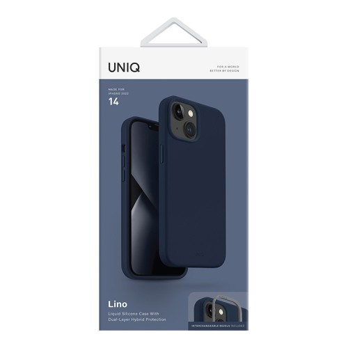 Силиконовый чехол Uniq LINO для iPhone 14, синий