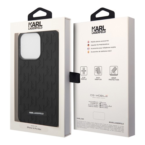 Чехол Lagerfeld 3D Rubber Monogram w Metal logo Hard для iPhone 14 Pro Max, черный
