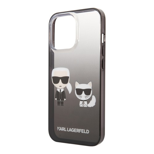 Чехол Lagerfeld Karl & Choupette Hard Gradient для iPhone 13 Pro, черная рамка