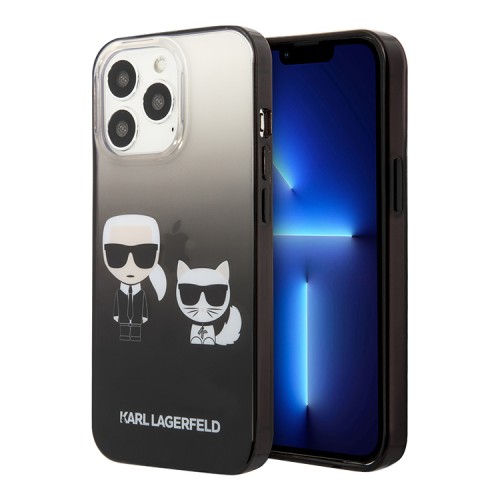 Чехол Lagerfeld Karl & Choupette Hard Gradient для iPhone 13 Pro, черная рамка