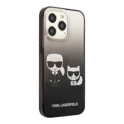 Чехол Lagerfeld Karl & Choupette Hard Gradient для iPhone 13 Pro, черная рамка
