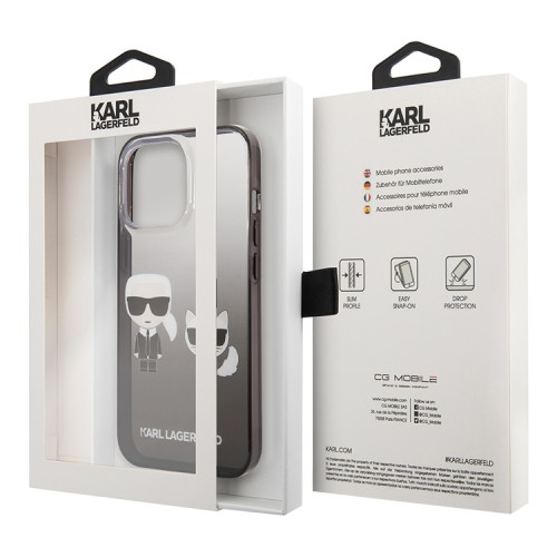 Чехол Lagerfeld Karl & Choupette Hard Gradient для iPhone 13 Pro, черная рамка