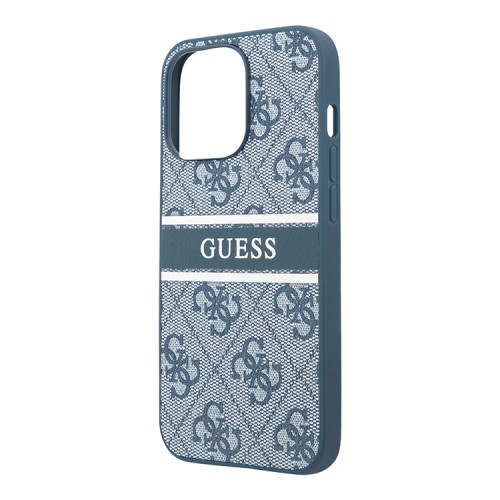 Чехол Guess 4G Stripe printed logo Hard для iPhone 14 Pro, синий