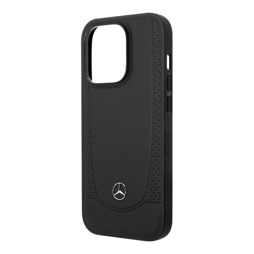 Кожаный чехол Mercedes Leather Urban Hard для iPhone 14 Pro, черный