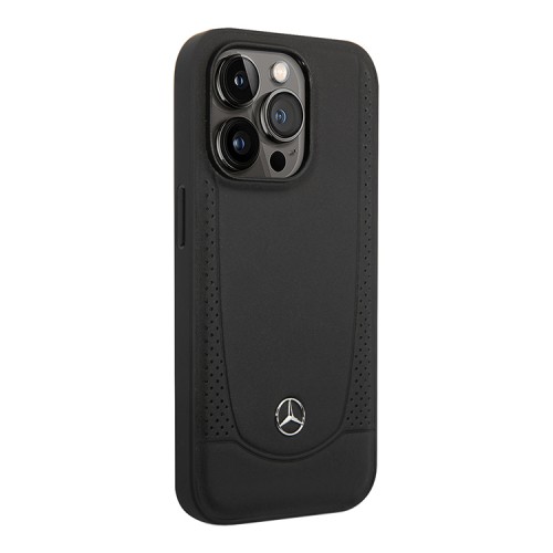 Кожаный чехол Mercedes Leather Urban Hard для iPhone 14 Pro, черный