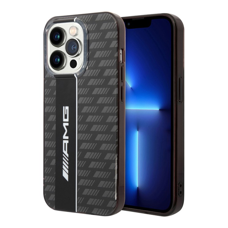 Чехол AMG Double layer Carbon pattern для iPhone 14 Pro Max, черный