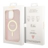 Чехол Guess Glitter Metal outline Hard для iPhone 13 Pro Max, розовый/золотой (MagSafe)