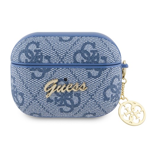 Чехол Guess PU leather 4G with metal logo and Charm для Airpods Pro, синий