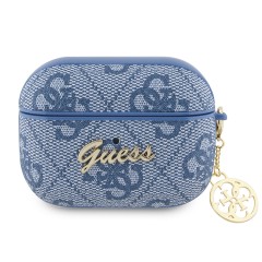 Чехол Guess PU leather 4G with metal logo and Charm для Airpods Pro, синий