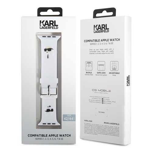 Karl Lagerfeld для Apple Watch 49-46-45-44 mm ремешок 3D Rubber NFT Karl & Choupette heads White