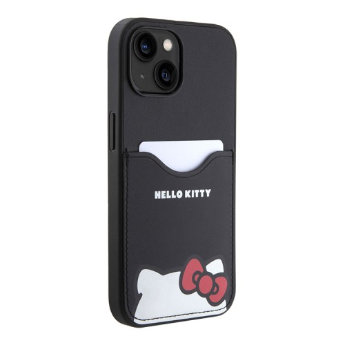 Hello Kitty для iPhone 15 чехол Cardslot PU Leather Hidden Kitty Hard Black