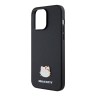 Hello Kitty для iPhone 15 Pro Max чехол PU Grained leather Metal Kitty Head Hard Black
