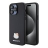 Hello Kitty для iPhone 15 Pro Max чехол PU Grained leather Metal Kitty Head Hard Black