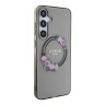 Guess для Galaxy S24 чехол PC/TPU Flowers Wreath Hard Black (MagSafe)