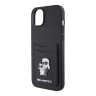 Lagerfeld для iPhone 15 чехол Cardslot PU Saffiano NFT Karl & Choupette metal Hard Black