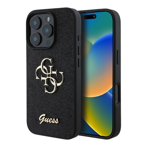 Guess для iPhone 16 Pro Max чехол Fixed Glitters 4G Big metal logo Black