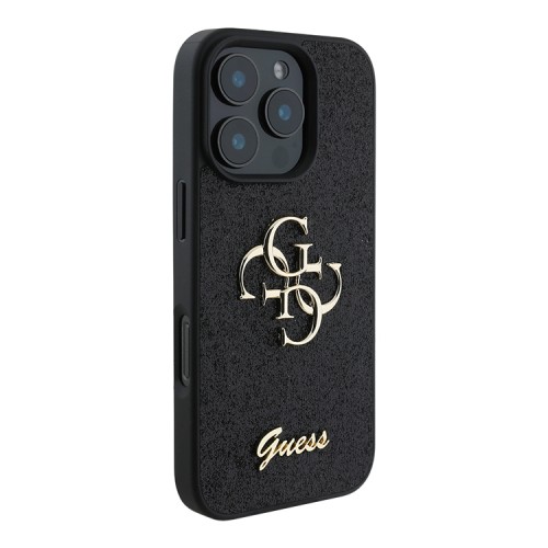 Guess для iPhone 16 Pro Max чехол Fixed Glitters 4G Big metal logo Black