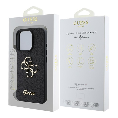 Guess для iPhone 16 Pro Max чехол Fixed Glitters 4G Big metal logo Black
