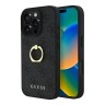 Guess для iPhone 16 Pro чехол PU кожа 4G +кольцо держатель, черный