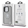 U.S. Polo для iPhone 16 Pro чехол PU Round Double horse logo Beige (MagSafe)