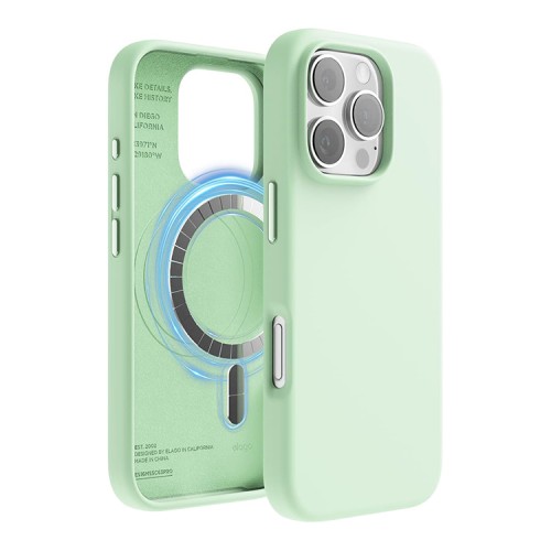 Elago для iPhone 16 Pro Max чехол Soft silicone (Liquid) Soft Mint (MagSafe)
